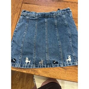 gymboree denim‎ skirt with dogs embroidered girl's 8